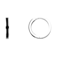 14K White Gold Petite Onyx Huggie Hoop Earrings