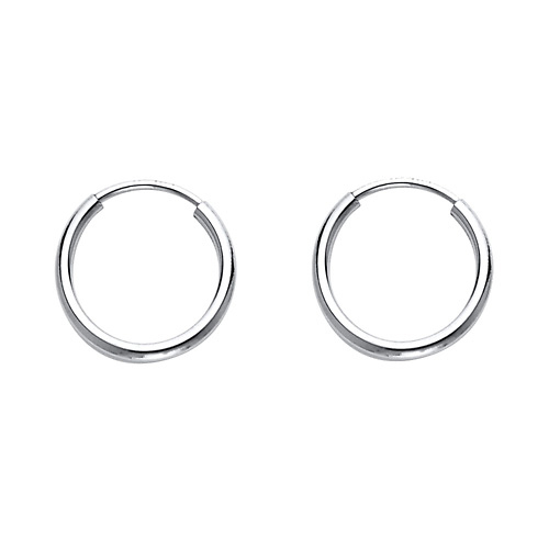 Thin Polished Endless Mini Hoop Earrings - 14K White Gold 1mm x 0.4 inch Slide 0