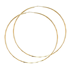 Faceted Endless Extra Large Hoop Earrings - 14K Yellow Gold 1.5mm x 2.5 inch