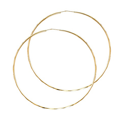 Faceted Endless Large Hoop Earrings - 14K Yellow Gold 1.5mm x 2.1 inch