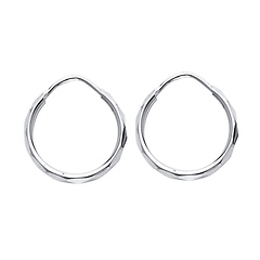 Faceted Endless Mini Hoop Earrings - 14K White Gold 1.5mm x 0.5 inch