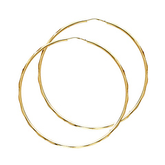 Faceted Endless Medium Hoop Earrings - 14K Yellow Gold 1.5mm x 1.3 inch