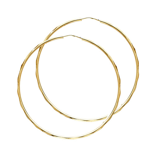 Faceted Endless Medium Hoop Earrings - 14K Yellow Gold 1.5mm x 1.3 inch Slide 0