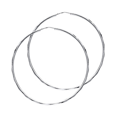 Faceted Endless Medium Hoop Earrings - 14K White Gold 1.5mm x 1.3 inch