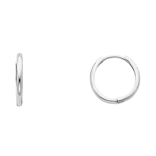 Domed 14K White Gold Huggie Earrings - 2mm x 15mm Slide 0