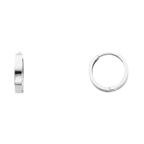 Flat 14K White Gold Huggie Earrings - 2.5mm x 13mm Slide 0