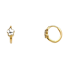 14K Two-Tone Gold Star Huggie Earrings