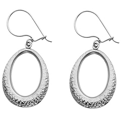 14K White Gold Crisscross Crescent Hoop Earrings