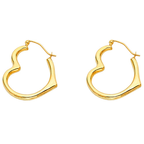 Heart-Shape Petite Hoop Earrings - 14K Yellow Gold Slide 0