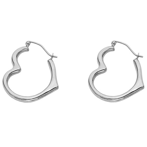 Heart-Shape Petite Hoop Earrings - 14K White Gold Slide 0