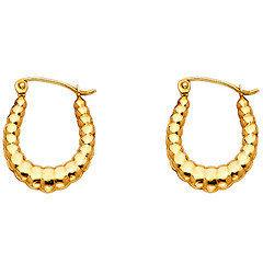 Petite 14K Yellow Gold Crescent Ribbed Hoop Earrings