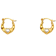Petite 14K Two-Tone Gold Crescent Heart Hoop Earrings - 11mm or 0.4 inches