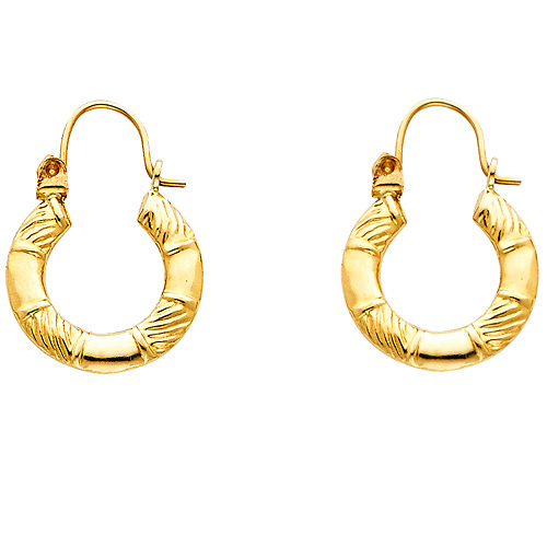 Fancy Swirl Small Hoop Earrings - 14K Yellow Gold Slide 0
