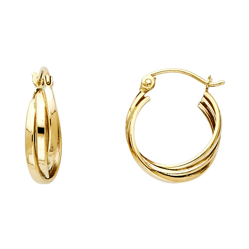 Petite Intertwined Triple Hoop Earrings - 14K Yellow Gold 3mm x 0.5 inch Slide 0