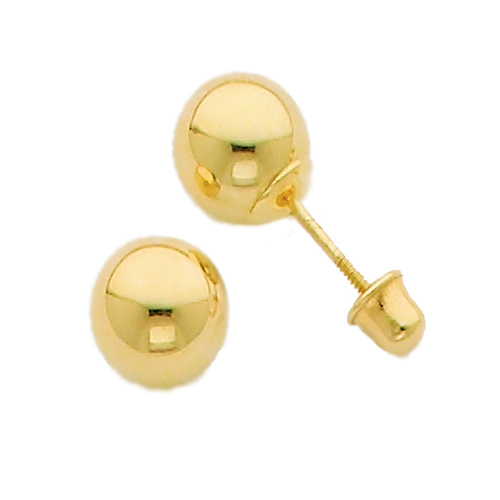 6mm 14K Yellow Gold Ball Stud Earrings Slide 0
