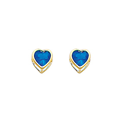 5mm Heart Birthstone Color CZ Stud Earrings in 14K Yellow Gold