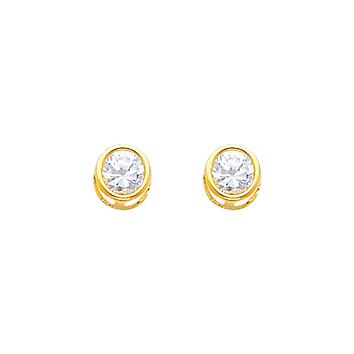 5mm Birthstone Color Round-Cut CZ Stud Earrings in 14K Yellow Gold Slide 0
