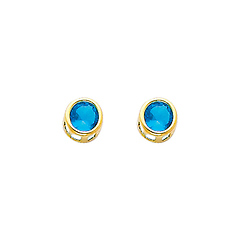 5mm Birthstone Color Round-Cut CZ Stud Earrings in 14K Yellow Gold