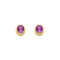5mm Birthstone Color Round-Cut CZ Stud Earrings in 14K Yellow Gold