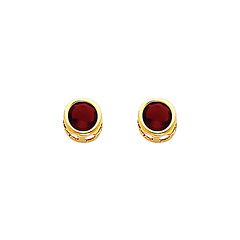 5mm Birthstone Color Round-Cut CZ Stud Earrings in 14K Yellow Gold