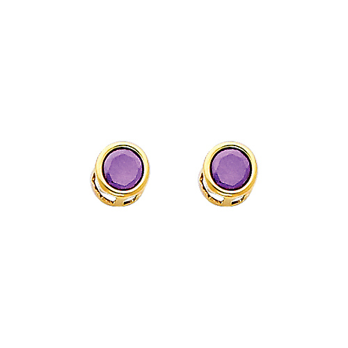 5mm Birthstone Color Round-Cut CZ Stud Earrings in 14K Yellow Gold Slide 0