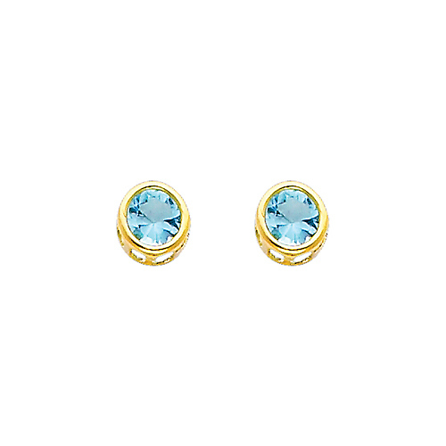 5mm Birthstone Color Round-Cut CZ Stud Earrings in 14K Yellow Gold Slide 0
