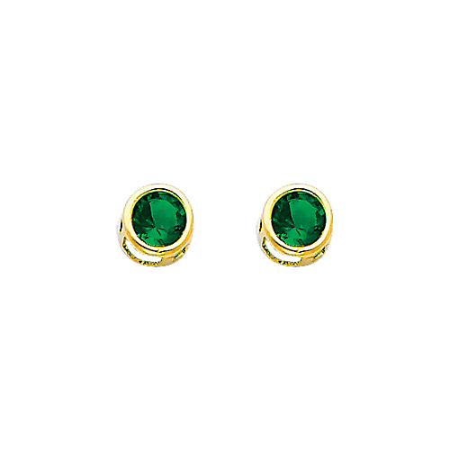 5mm Birthstone Color Round-Cut CZ Stud Earrings in 14K Yellow Gold Slide 0
