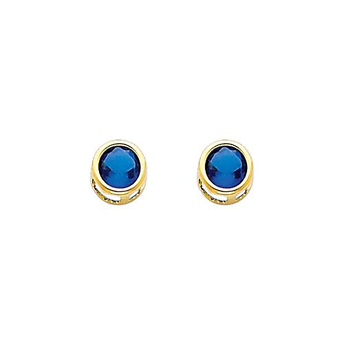 5mm Birthstone Color Round-Cut CZ Stud Earrings in 14K Yellow Gold Slide 0