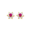 Flower Birthstone Color CZ Stud Earrings in 14K Yellow Gold thumb 0