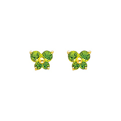 Butterfly Birthstone Color CZ Stud Earrings in 14K Yellow Gold