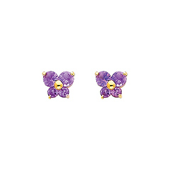 Butterfly Birthstone Color CZ Stud Earrings in 14K Yellow Gold