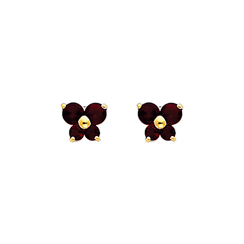 Butterfly Birthstone Color CZ Stud Earrings in 14K Yellow Gold Slide 0