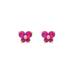 Butterfly Birthstone Color CZ Stud Earrings in 14K Yellow Gold