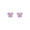 Butterfly Birthstone Color CZ Stud Earrings in 14K Yellow Gold thumb 0