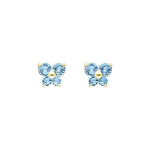 Butterfly Birthstone Color CZ Stud Earrings in 14K Yellow Gold Slide 0