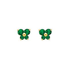 Butterfly Birthstone Color CZ Stud Earrings in 14K Yellow Gold