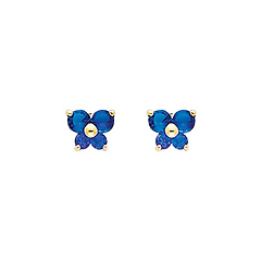 Butterfly Birthstone Color CZ Stud Earrings in 14K Yellow Gold