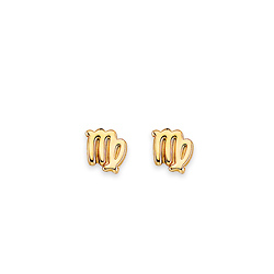 Astrology Sign Zodiac Stud Earrings in 14K Yellow Gold - Virgo Slide 0