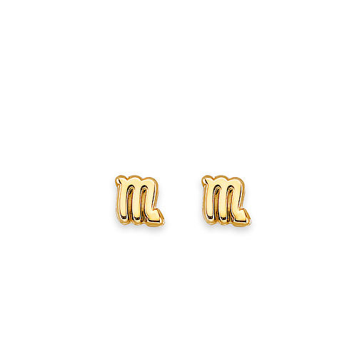 Astrology Sign Zodiac Stud Earrings in 14K Yellow Gold - Scorpio Slide 0
