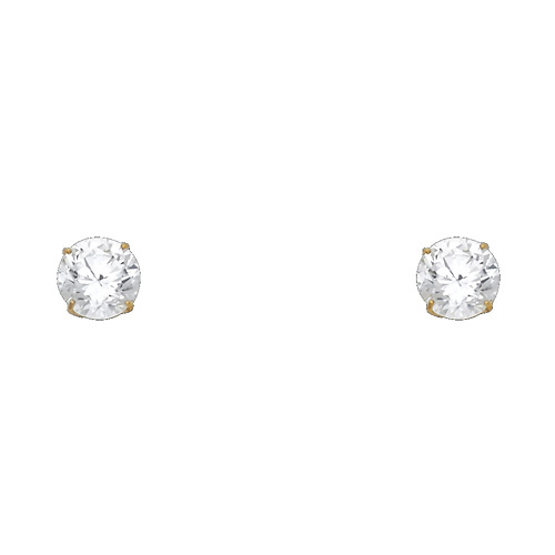 6mm 14K Yellow Gold Round Cut Cubic Zirconia Stud Earrings Slide 0