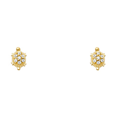 14K Yellow Gold Turtle CZ Stud Earrings