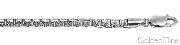 4mm Solid 14K White Gold Men's Diamond-Cut Box Chain Necklace 20-30in Slide 1