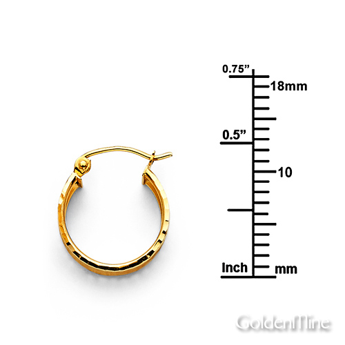 Thick Faceted Satin Mini Hoop Earrings - 14K Yellow Gold 5mm x 0.47 inch Slide 1