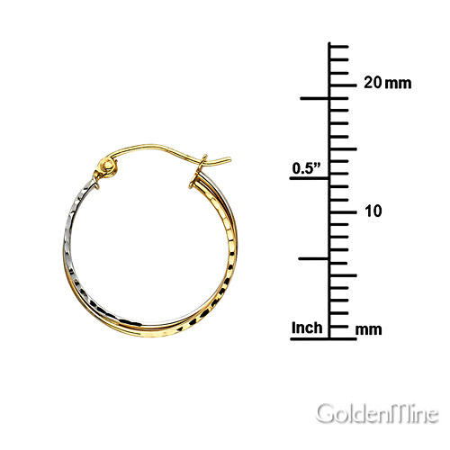 Faceted Intertwined Petite Double Hoop Earrings - 14K Two-Tone Gold Slide 1