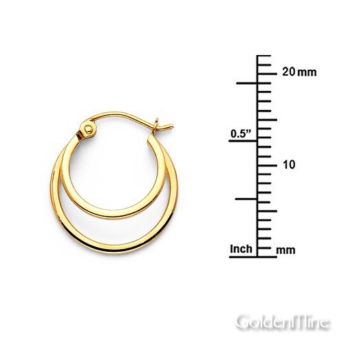 Polished Petite Double Hoop Earrings - 14K Yellow Gold Slide 1