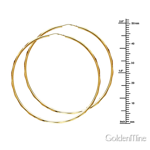Faceted Endless Large Hoop Earrings - 14K Yellow Gold 1.5mm x 1.8 inch Slide 1