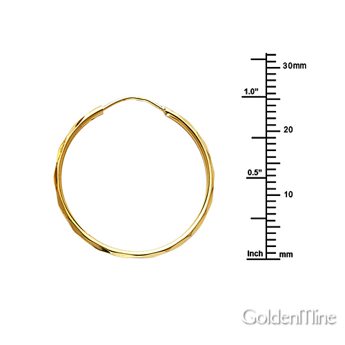 Faceted Endless Medium Hoop Earrings - 14K Yellow Gold 1.5mm x 1 inch Slide 1