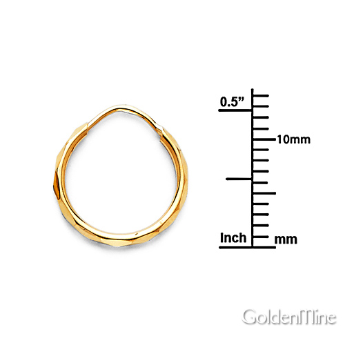 Faceted Endless Mini Hoop Earrings - 14K Yellow Gold 1.5mm x 0.5 inch Slide 1
