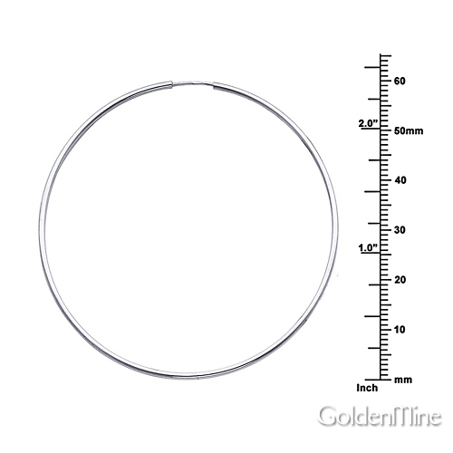 Polished Endless Extra Large Hoop Earrings - 14K White Gold 1.5mm x 2.25 inch Slide 1