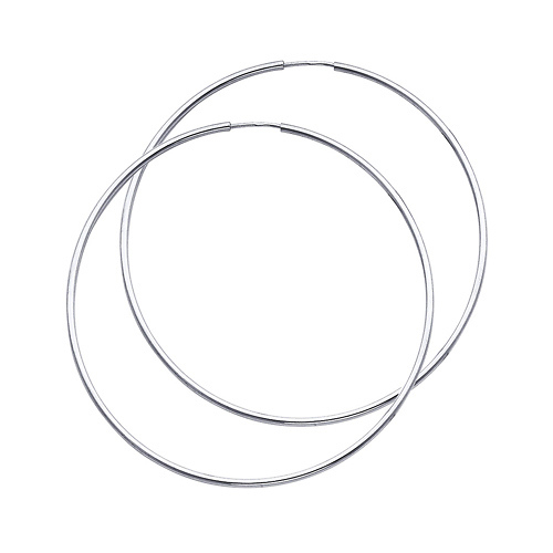 Polished Endless Extra Large Hoop Earrings - 14K White Gold 1.5mm x 2.25 inch Slide 0